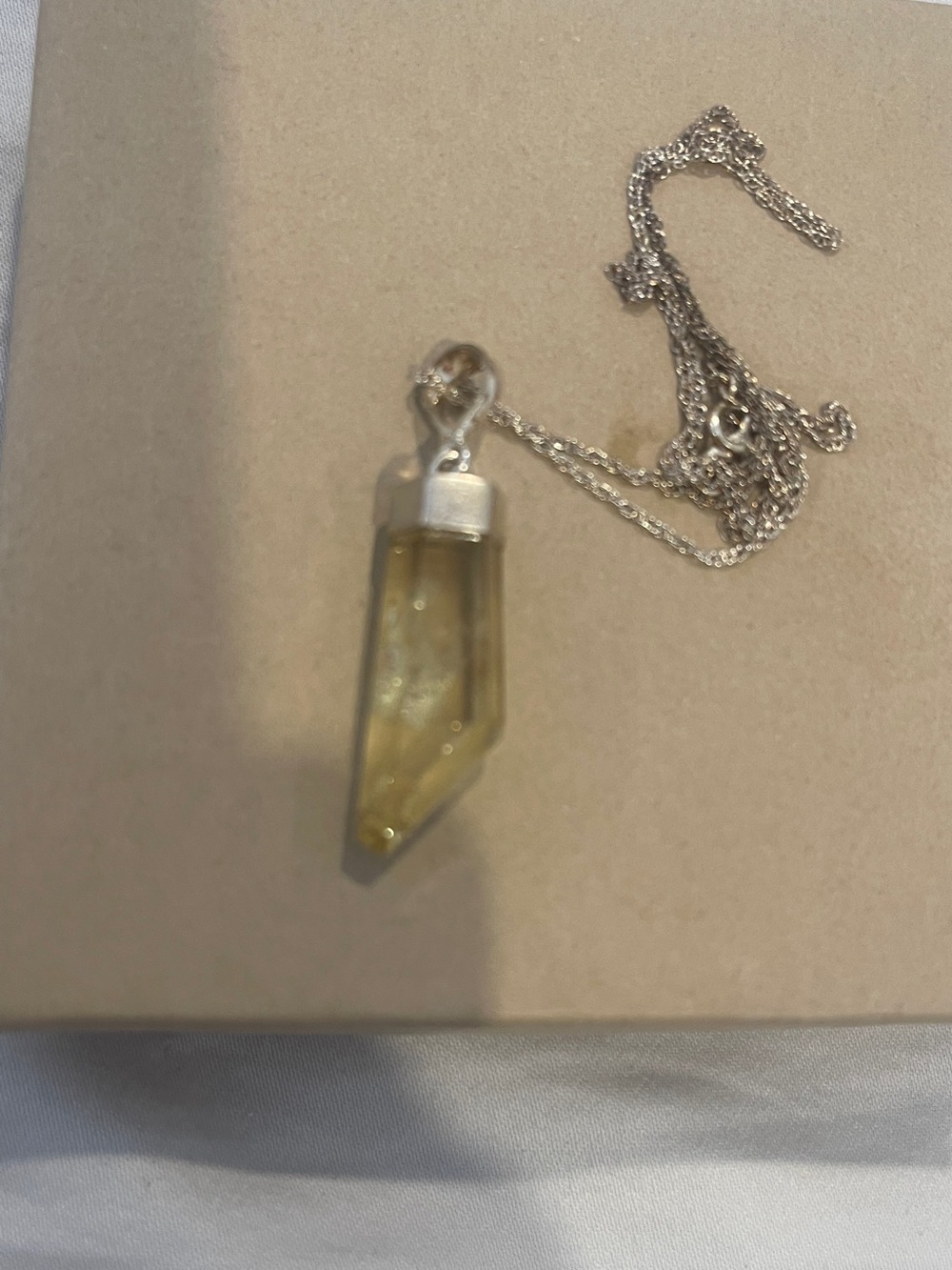 Yellow Crystal Point Pendant Necklace - Unbranded